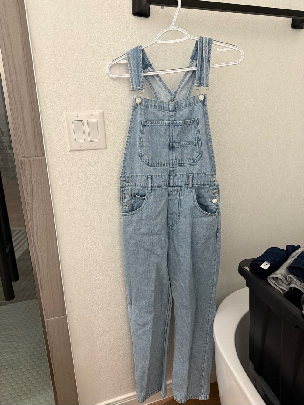 Free People Light Blue Denim Overalls Jumpsuit
